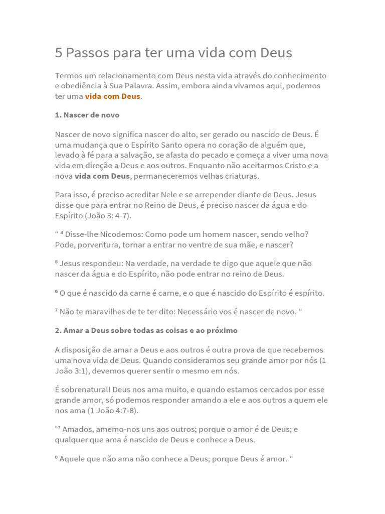 5 Passos para Viver com Deus | PDF | Deus | Amor