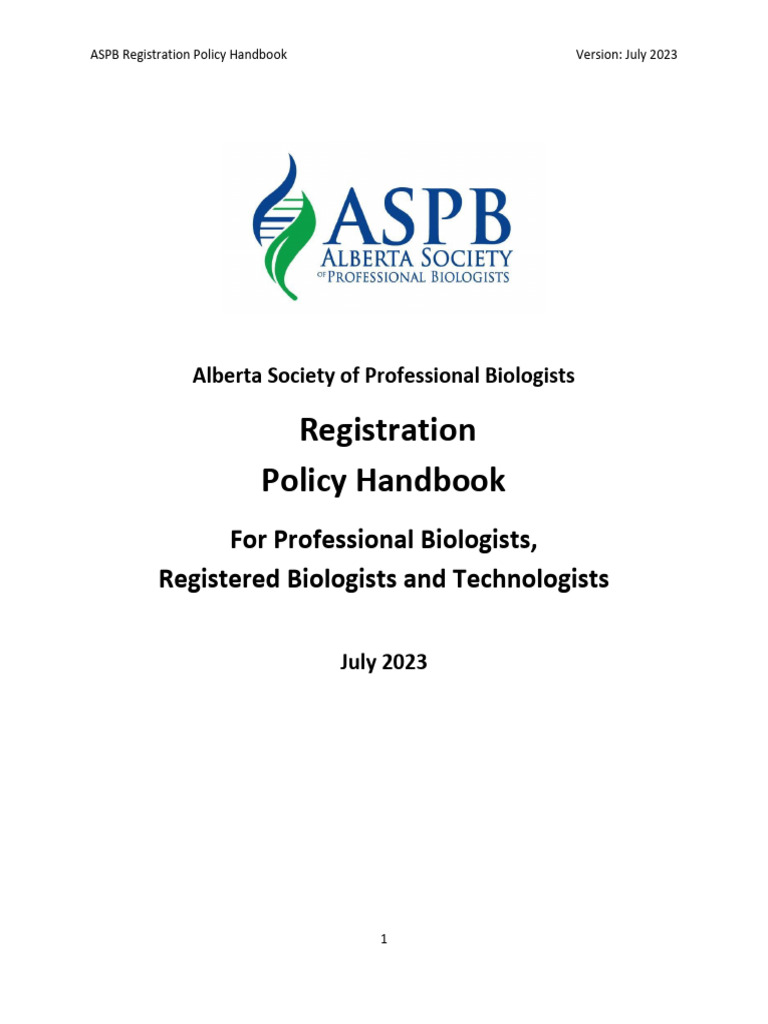 ASPB Registration Policy Handbook | PDF | Academic Degree | Science