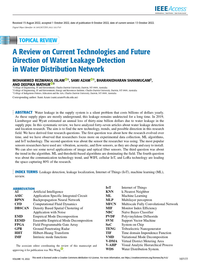 A Review On Current Technologies and Future Direction of Water Leakage ...