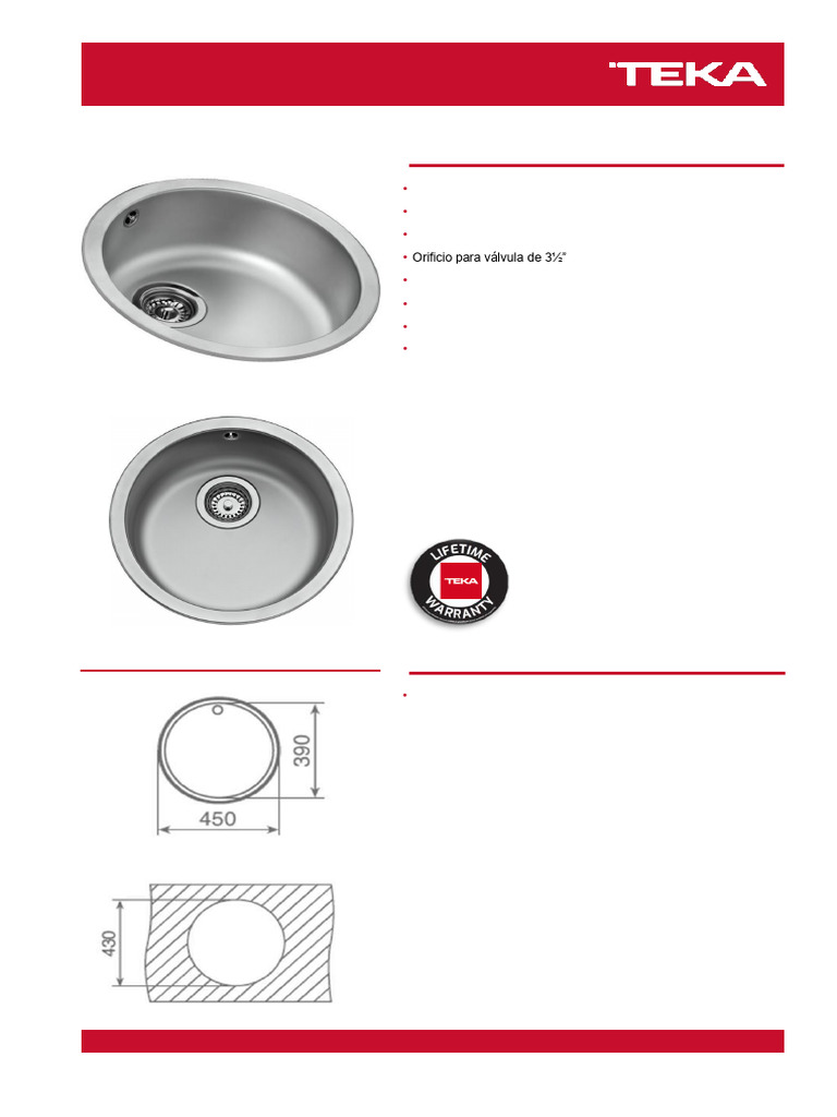 Fregadero Redondo Individual De Acero Inoxidable Color Gunmetal, 420 Mm, Para Encastre Inferior, Fabricado En Australia