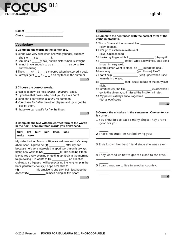 Vocabulary and Grammar Review Test | PDF