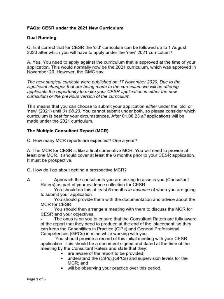 CESR MCR Guidance for Applicants | PDF | Curriculum