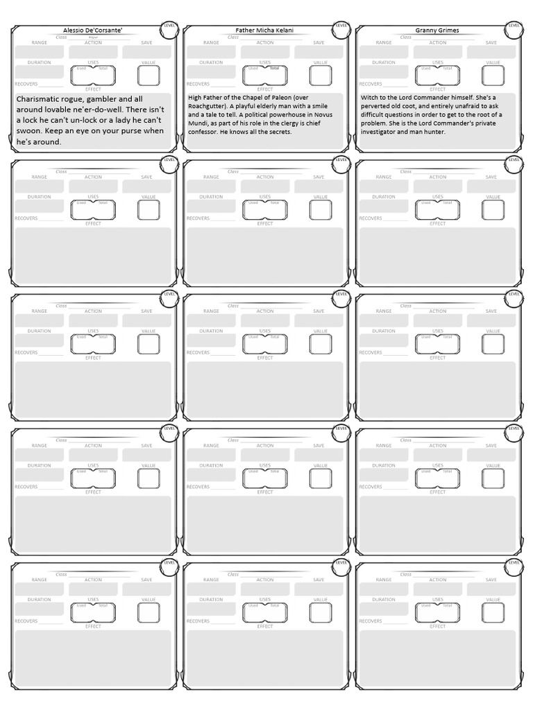 D&D NPC List | PDF