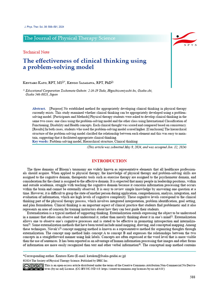2024 - The Effectiveness of Clinical Thinking Using A Problem-Solving ...