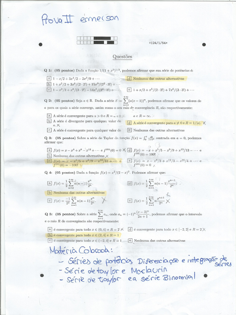 Prova 2 Cálcilo II Emerson | PDF