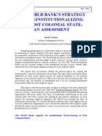 The World Bank'S Strategy For Reinstitutionalizing The Post Colonial State: An Assessment