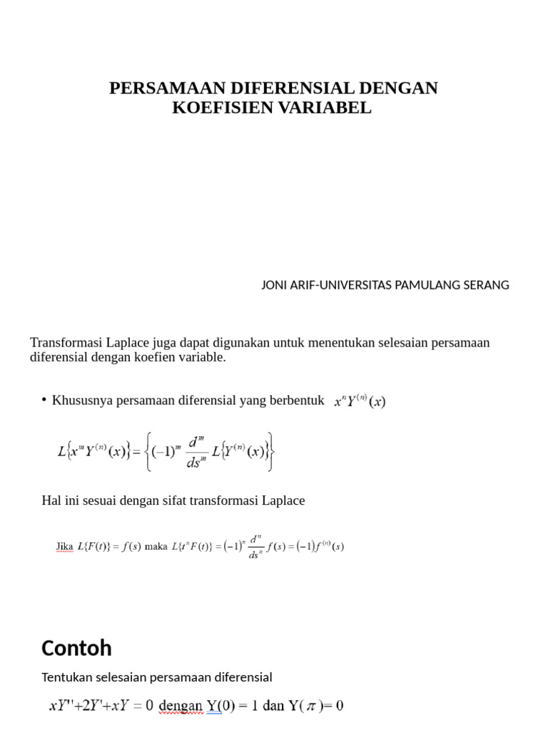Persamaan Diferensial Dengan Koefisien Variabel | PDF