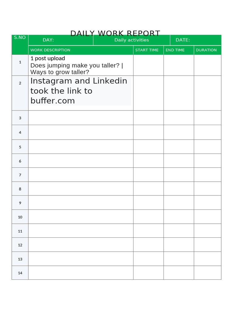 Daily Work Report Summary | PDF