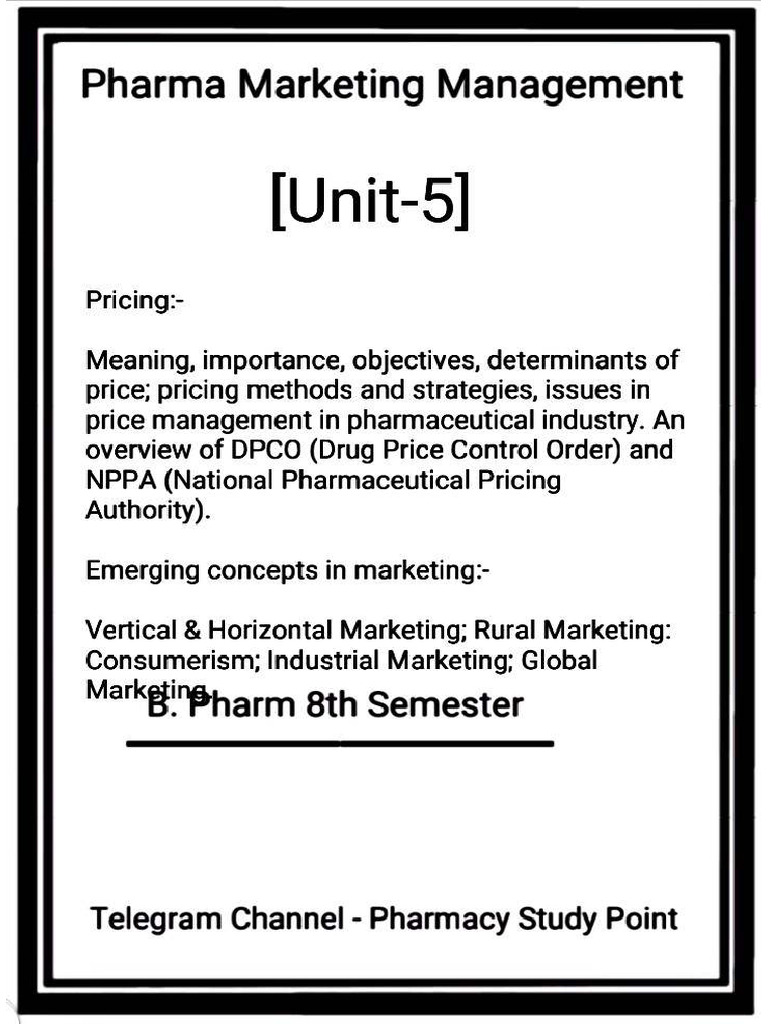 Unit-5 - Pharma Marketing Management B. Pharm 8th Sem | PDF