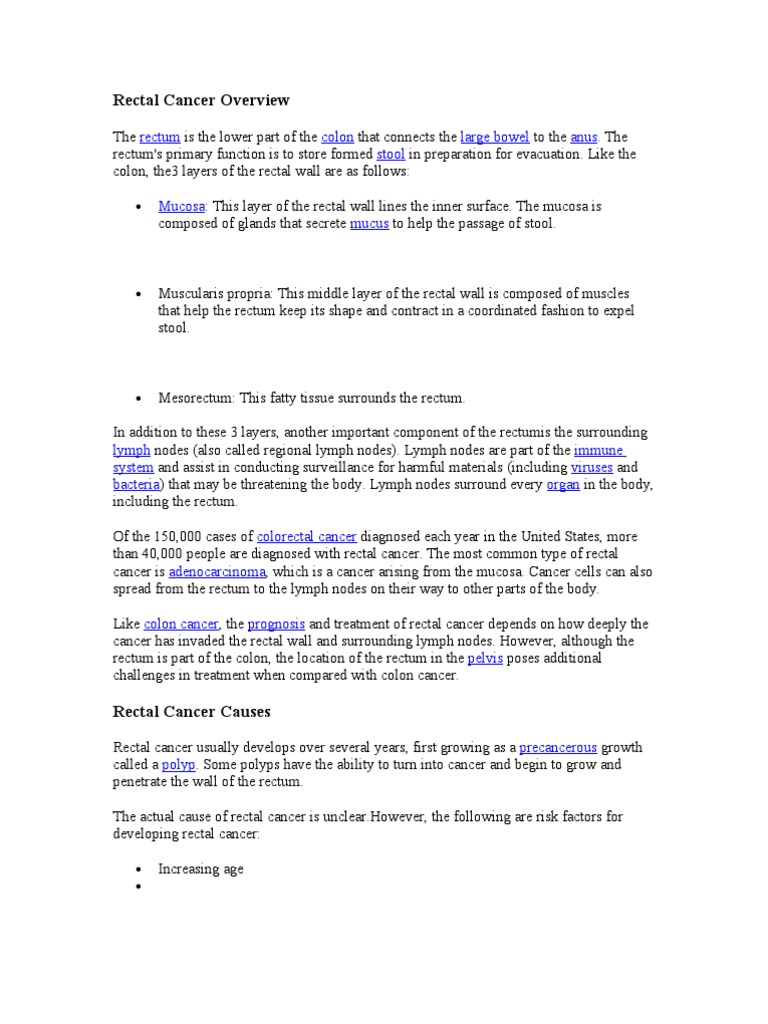 Rectal Cancer Overview | PDF | Colorectal Cancer | Cancer