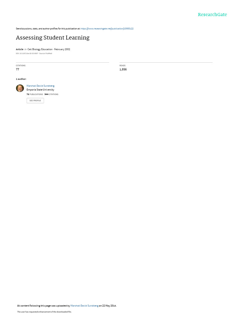 Assessing Student Learning Pdf Qualitative Research Learning
