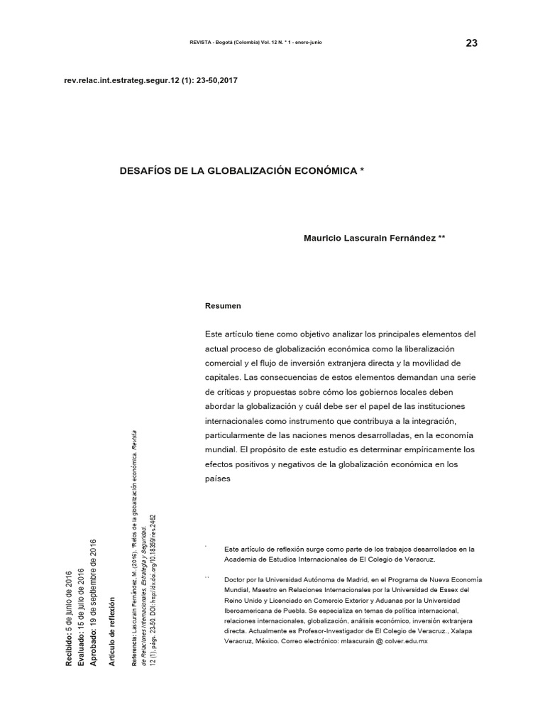 Retos de la Globalización Económica | PDF | Globalización | Comercio
