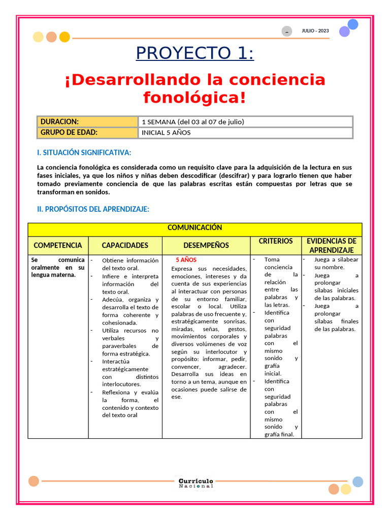 Proyecto de Aprendizaje 1 | PDF | Aprendizaje | Salón de clases