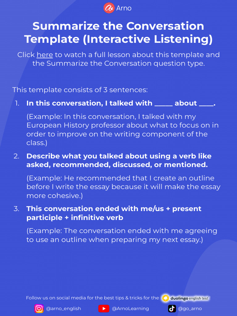 Summarize The Conversation Template (Interactive Listening) | PDF