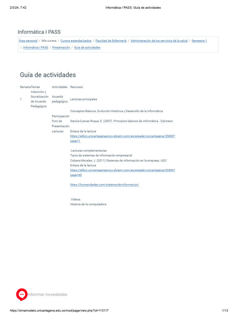 Guía de Actividades Informática I PASS | PDF | Informática | Internet