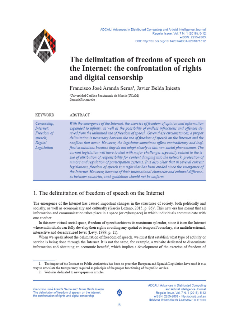 The Delimitation of Freedom of Speech On The Inter | PDF | Freedom Of ...