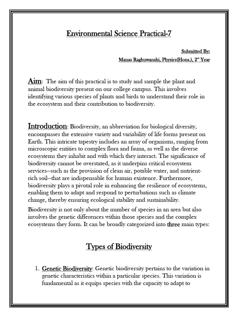 Campus Biodiversity Survey Insights | PDF | Biodiversity | Ecosystem