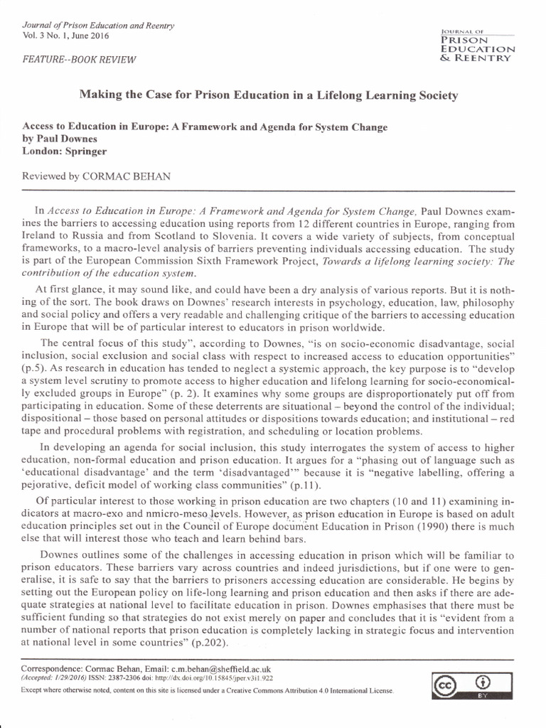 Behan Cormac Making The Case For Prison Education | PDF | Adult ...