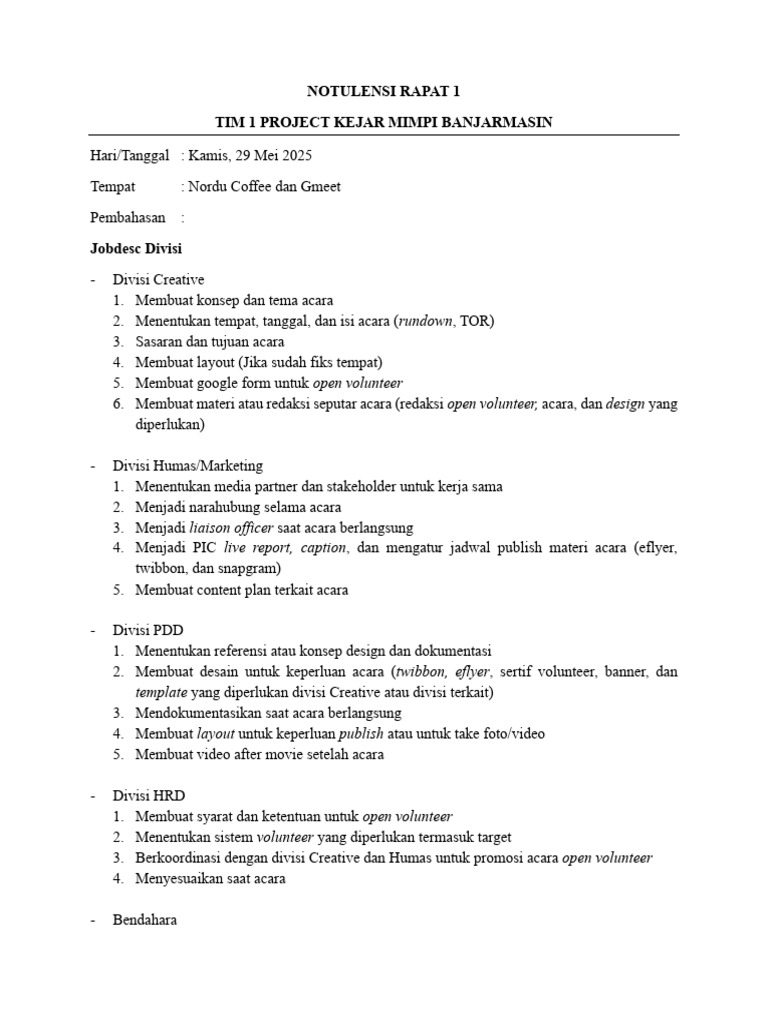 Notulensi Gmeet 1 | PDF