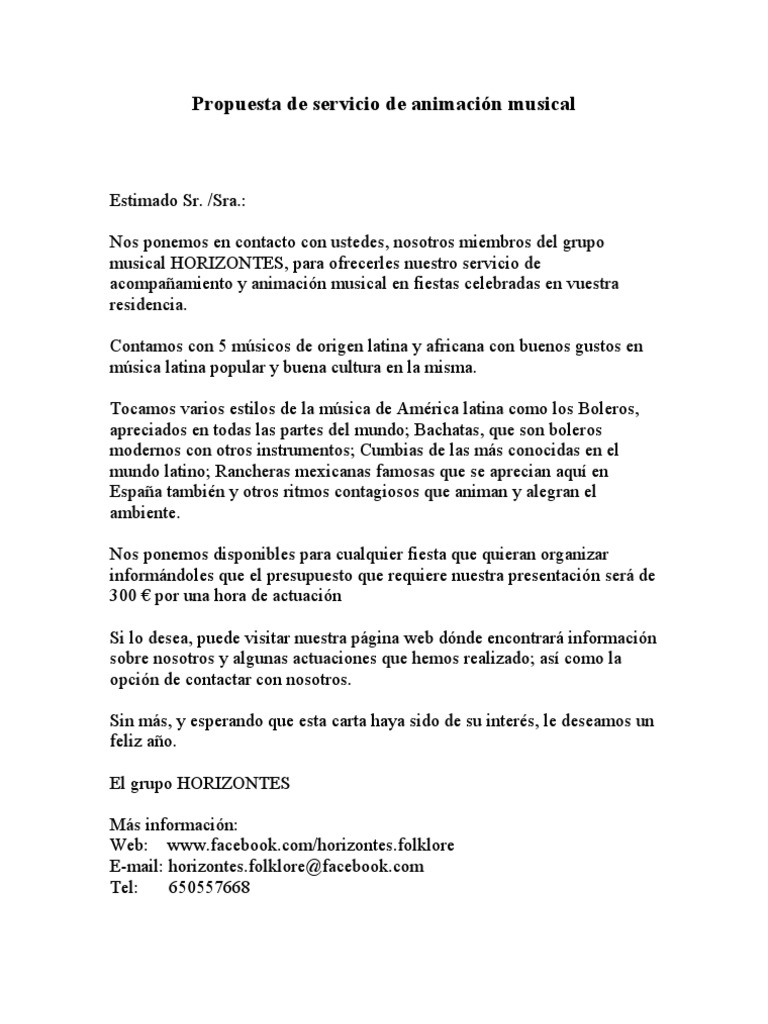 Carta Para Ofrecer Servicios