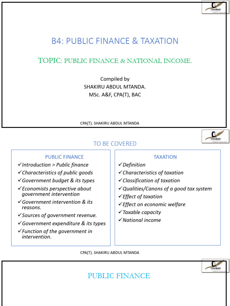 Public Finance and National Income Notes and Review Questions (New ...