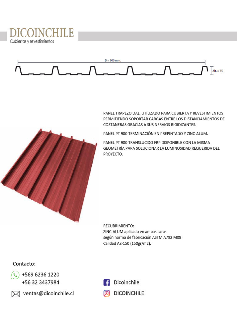 Panel Trapezoidal PT 900: Especificaciones y Usos | PDF | Ingeniería ...