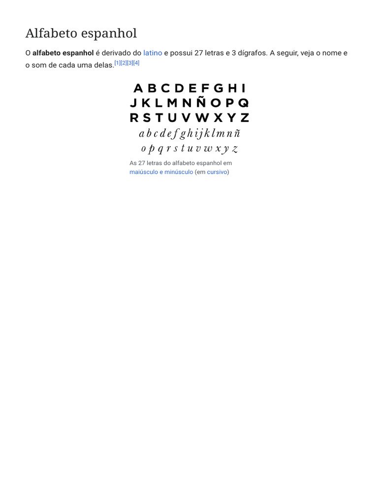 Alfabeto Espanhol - Wikipédia, A Enciclopédia Livre | PDF | Grafemas ...