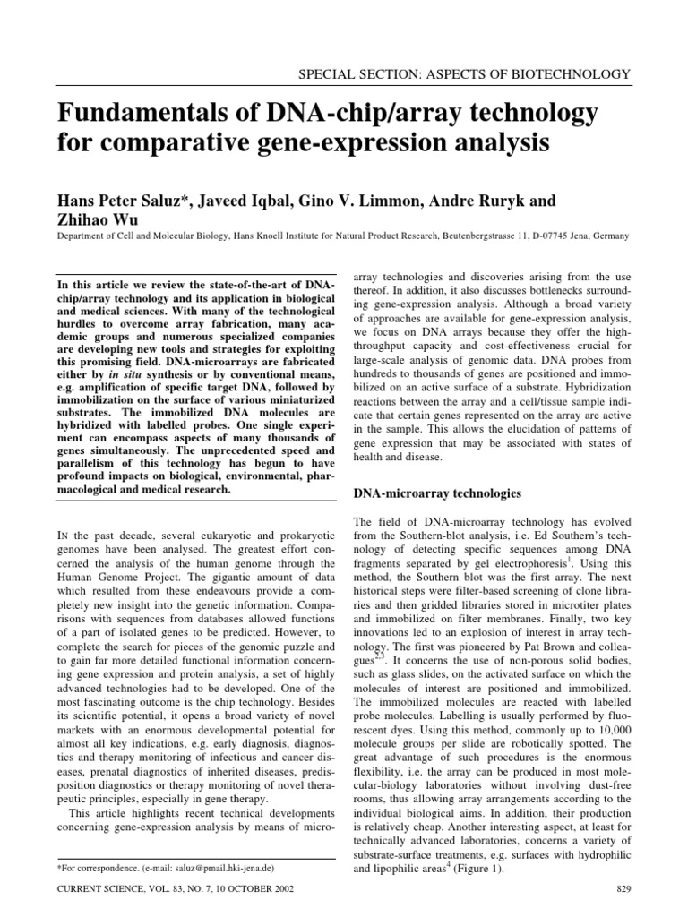 Fundamentals of DNA-Chip - Array Technology | PDF | Gene Expression ...