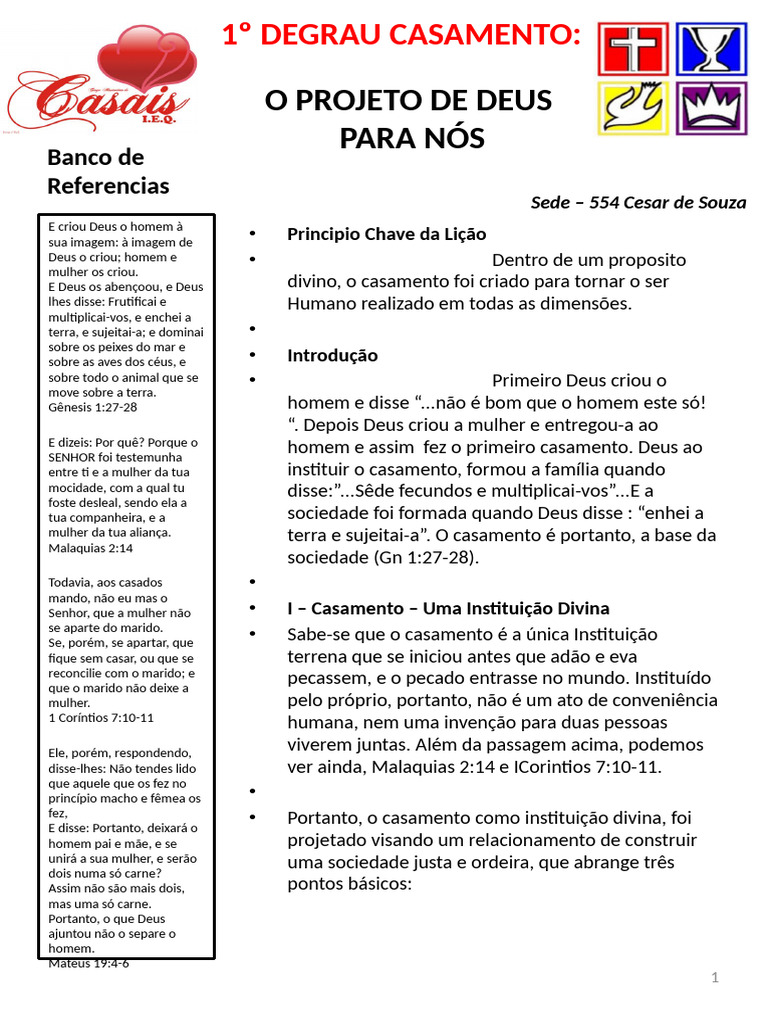 Casamento: O Projeto Divino para a Vida | PDF | Adão e Eva | Deus