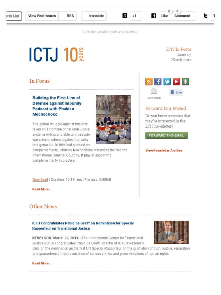 ICTJ in Focus March 2012 Issue 17 | PDF | International Criminal Court ...