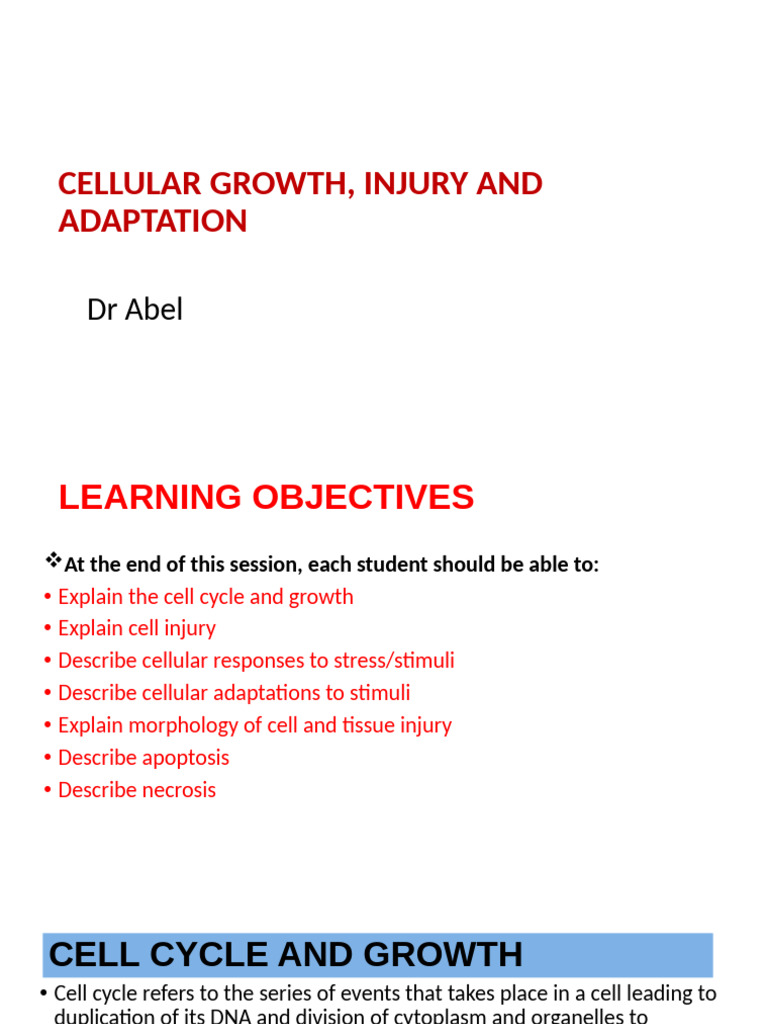 Cellular Growth, Injury and Adaptation-1 | PDF | Mitosis | Cell Cycle