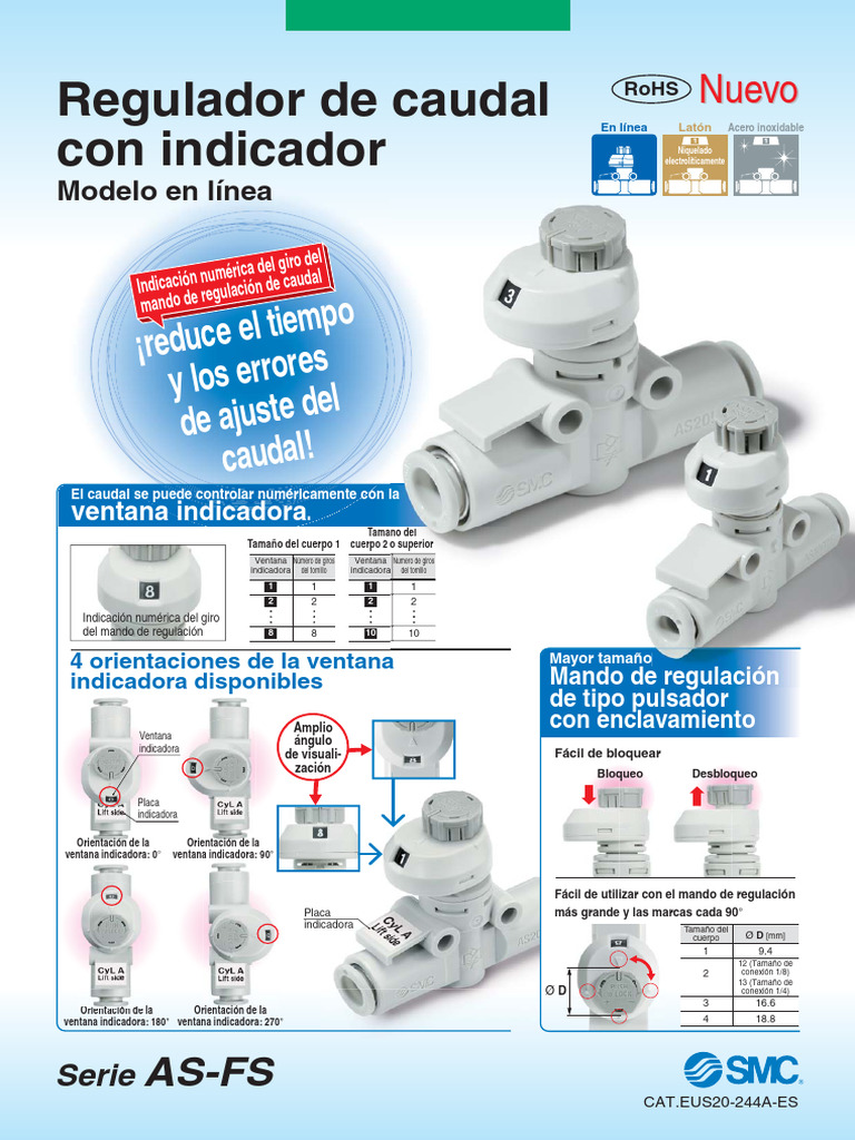 Regulador De Caudal Con Indicador AS FS PDF Tornillo Ingenier a 