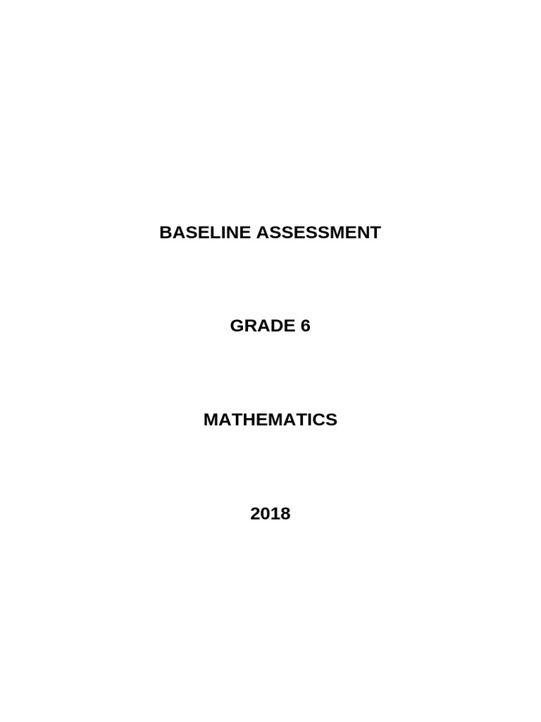 Grade 6 Mathematics Baseline Assessment | PDF | Shape | Mathematics