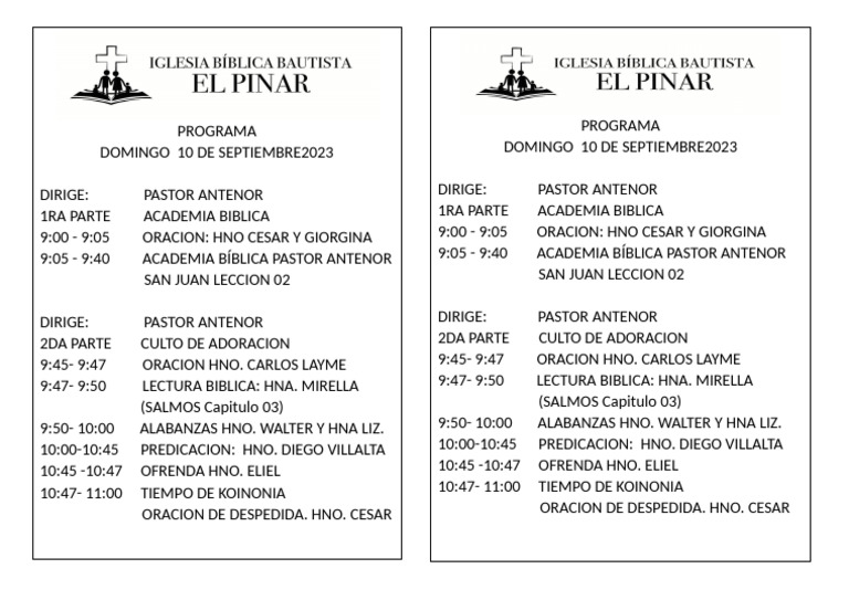 Programa Dominical 10 Septiembre 2023 | PDF