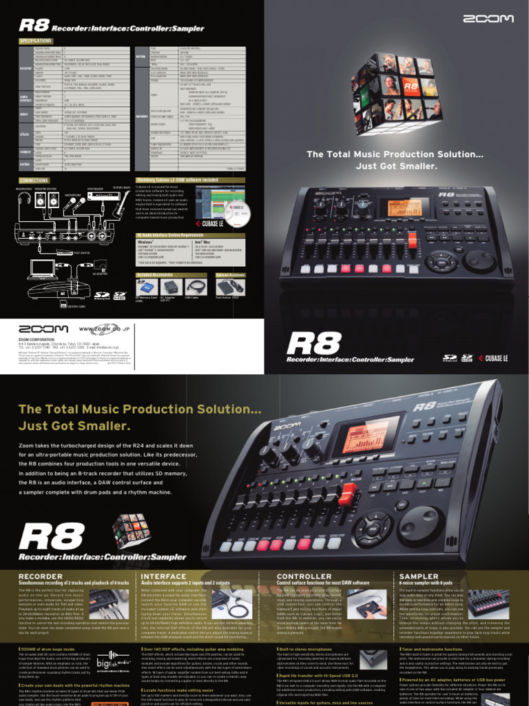 Zoom R8 Mutitrack Recorder User's Manual | PDF | Microphone | Usb