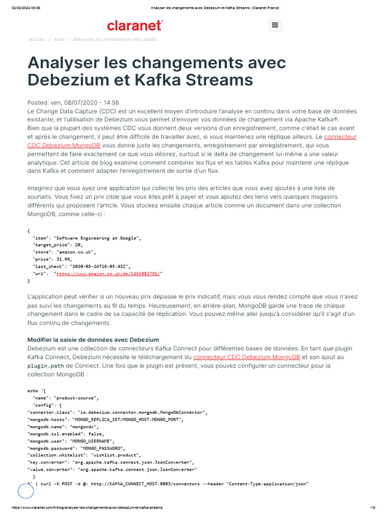 Analyser les changements avec Debezium | PDF | MongoDB | Génie logiciel