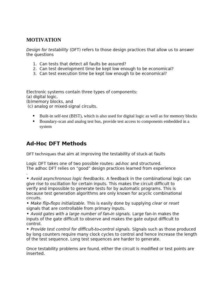 DFT Techniques for Testability in Circuits | PDF | Computer Science ...