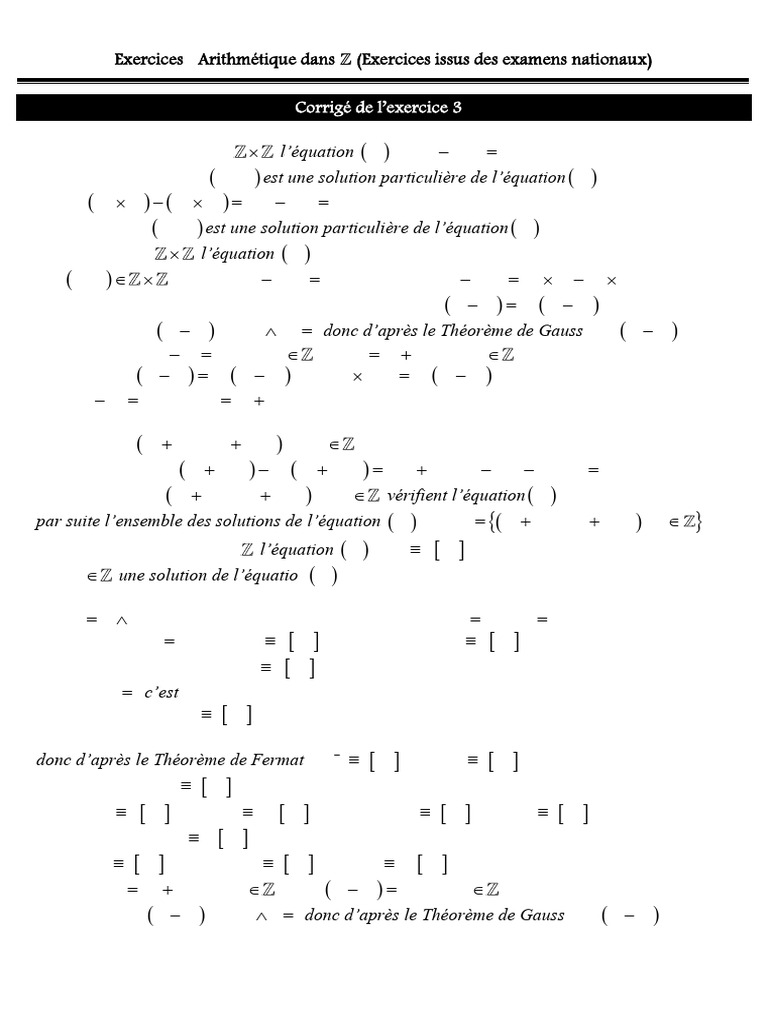 Exercices d'Arithmétique dans ℤ | PDF | Nombre premier | Arithmétique