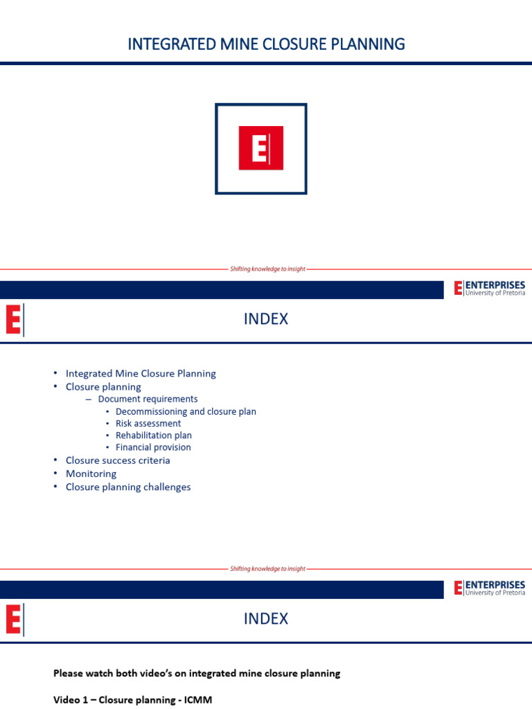 Integrated Mine Closure Planning Guide | PDF | Risk