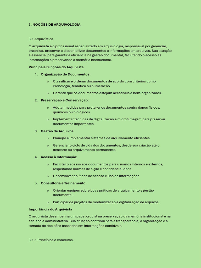 Noções de Arquivologia e Gestão Documental | PDF | Arquivista