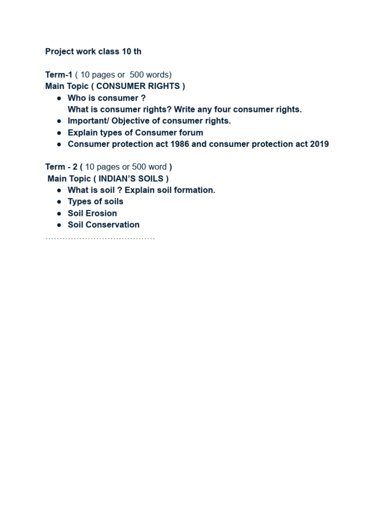 Project Work Class 10 TH | PDF