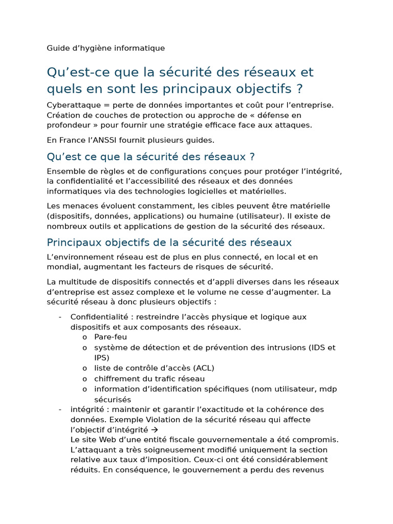 Guide d'hygiène informatique ANSSI 2023 | PDF | Sécurité des systèmes d ...
