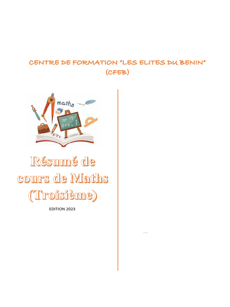 Résumé de Maths pour la Troisième 2023 | PDF | Équations | Mathématiques