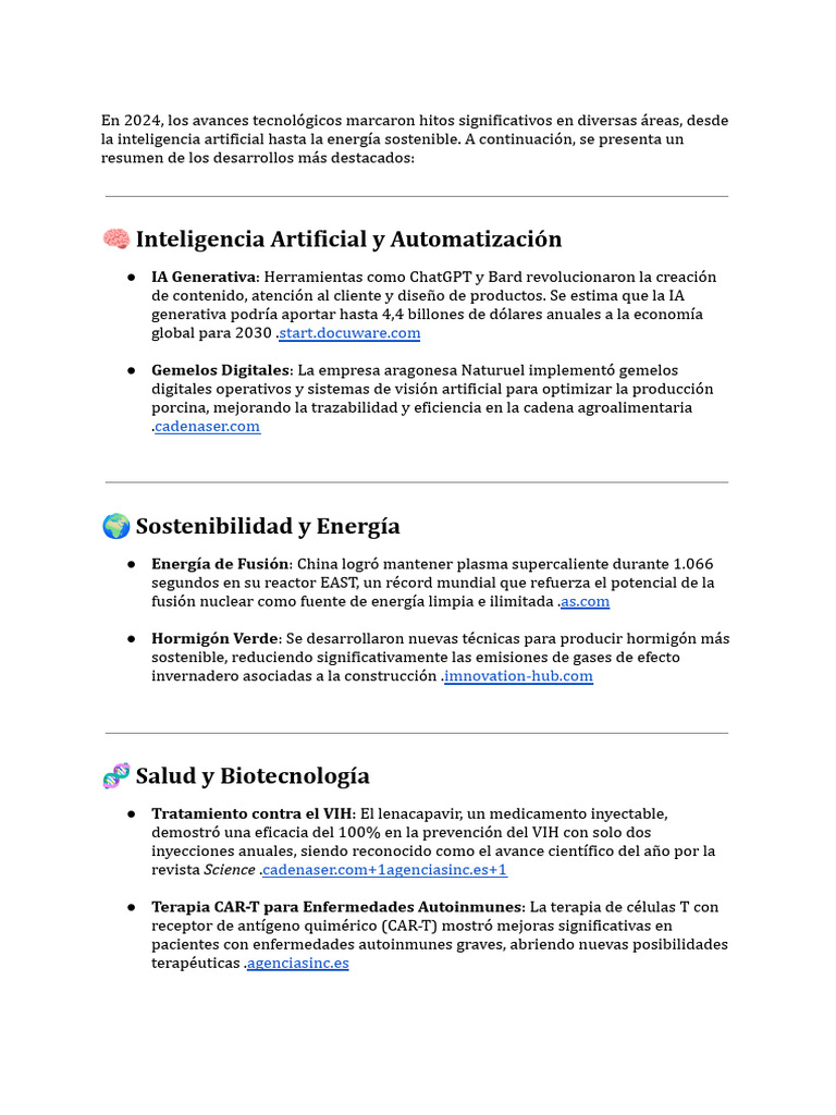 Avances Tecnológicos Clave en 2024 | PDF | Inteligencia artificial ...