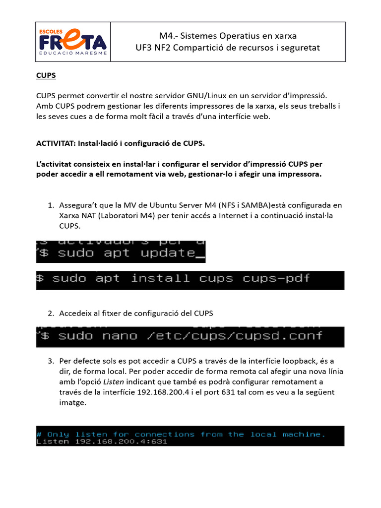 UF3 NF2 Activiat 3 CUPS | PDF