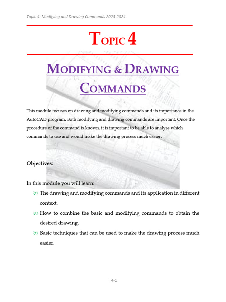 AutoCAD Drawing and Modifying Commands | PDF | Circle | Length