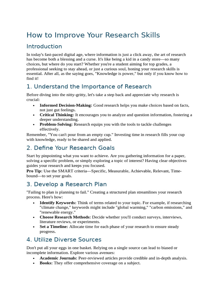 How To Improve Your Research Skills | PDF | Knowledge | Data