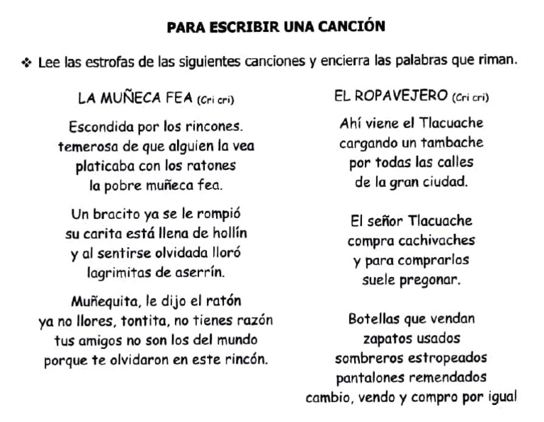 Rimas y letras de 