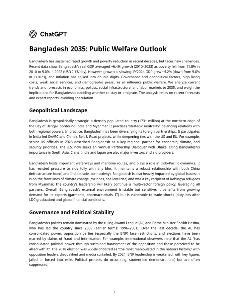 Bangladesh 2035: Economic and Political Trends | PDF | Cost Of Living ...
