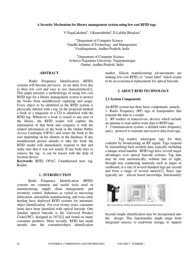 RFID Security for Library Management | PDF | Radio Frequency ...